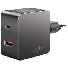 ადაპტერი Logilink PA0310 Dual USB charger set 1x USB-C 1x USB-A 45W Black  - Primestore.ge