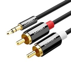აუდიო კაბელი UGREEN AV116 (10591) 3.5mm to 2 RCA audio cable adapter male to male 3.5mm Audio Line to dual lotus head line 2 rca Aux Audio Cable 5m (Black)  - Primestore.ge