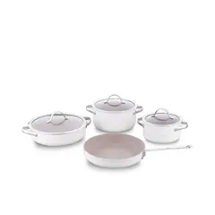 ქვაბების და ტაფების ნაკრები Korkmaz A2619-2 Linea 7 pcs Cookware Set- Vanilla  - Primestore.ge