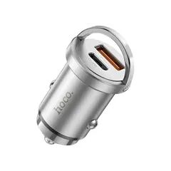 მანქანის დამტენი Hoco NZ10 Handy PD45W+QC3.0  Dual Port 2xUSB-C car charger silver  - Primestore.ge