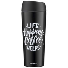 თერმოსი Ardesto Travel mug Coffee Time, 450ml, stainless steel, black  - Primestore.ge