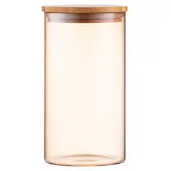 ქილის კონტეინერი Ardesto Jar Golden Moon, 760ml, glass, bamboo, round, golden  - Primestore.ge