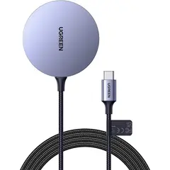 უსადენო დამტენი UGREEN CD245 (30233), MFA MagSafe 15W, Type-C to Magnetic Wireless Charger, Gray  - Primestore.ge
