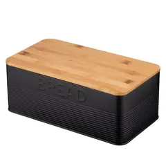 პურის შესანახი Ardesto Bread bin Midori 33х18х12cm, metal, bamboo, black  - Primestore.ge