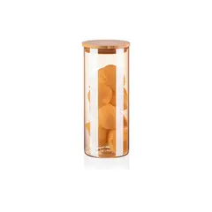 ქილა Ardesto Jar Golden Moon, 1000ml, glass, bamboo, round, golden  - Primestore.ge