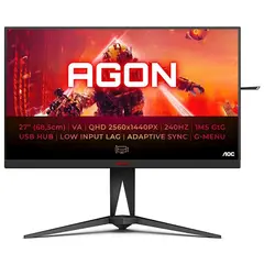 მონიტორი AOC AG275QZN/EU AGON, 27", Monitor, QHD, VA, HDMI, USB, DP, Black/Red  - Primestore.ge