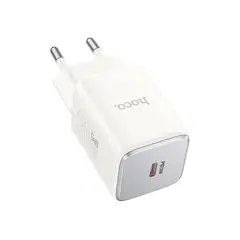 ადაპტერი Hoco N43 Vista single port PD30W charger moonlight white  - Primestore.ge