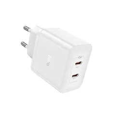 ადაპტერი Hoco N35 Streamer dual-port PD45W (2C) charger white  - Primestore.ge