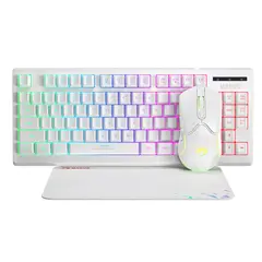 კლავიატურა + მაუსი + მაუსპადი Marvo CM310 Wired keyboard , Gaming Mouse And mouse pad Combo White  - Primestore.ge
