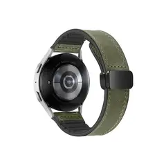 სმარტ საათის სამაჯური For Samsung Gear Sport / Huawei Watch GT 3 42mm Magnetic Genuine Cow Leather Watch Band, 20mm - Army Green  - Primestore.ge