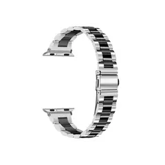 სმარტ საათის სამაჯური For Samsung Galaxy Watch Stainless Steel 3-Bead Watch Strap 20mm Replace Band - Silver+Black  - Primestore.ge