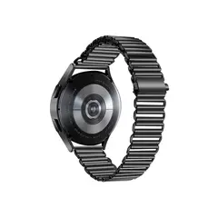 სმარტ საათის სამაჯური Stainless Steel Wrist Band 20mm Adjustable Hollow Watch Strap - Black  - Primestore.ge