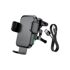 ავტომობილის უსადენო დამტენი Hoco HW10 Jenny Three-Axis linkage Wireless Fast Charging Car Holder (air outlet) Black  - Primestore.ge
