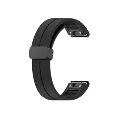 სმარტ საათის სამაჯური 42mm Watch Strap Black Buckle 20mm Magnetic Silicone Band - Black  - Primestore.ge