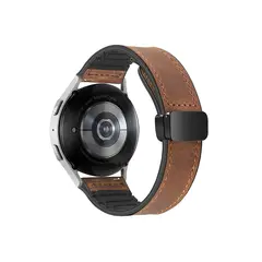სმარტ საათის სამაჯური For Samsung Gear Sport / Huawei Watch GT 3 42mm Magnetic Genuine Cow Leather Watch Band, 20mm - Brown  - Primestore.ge