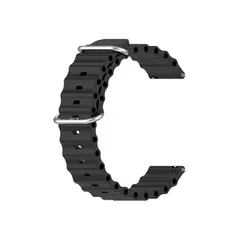 სმარტ საათის სამაჯური For Samsung Galaxy Watch3 41mm / Gear Sport Universal 20mm Wave Design Silicone Replacement Strap Solid Color Wrist Band - Black  - Primestore.ge