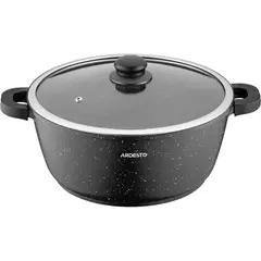 ქვაბი Ardesto Casserole with glass lid Gemini Anzio, 6.4l, aluminium, black  - Primestore.ge