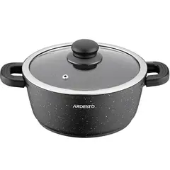 ქვაბი Ardesto Casserole with glass lid Gemini Anzio, 2.5l, aluminium, black  - Primestore.ge