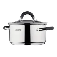 ქვაბი Ardesto Casserole with glass lid Gemini Salerno, 0.8l, stainless steel, silicone  - Primestore.ge