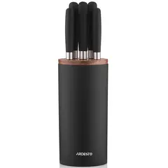 დანების კომპლექტი Ardesto Knives Set with block Gemini, 6pcs, stainless steel, plastic, black  - Primestore.ge