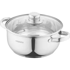 ქვაბი Ardesto Casserole with glass lid Gemini Gourmet Aosta, 2.7l, stainless steel  - Primestore.ge