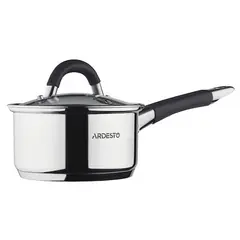 ქვაბი Saucepan Ardesto Gemini, glass lid, 0.8 l, gray handles with silicone  - Primestore.ge