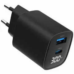 დამტენი Gembird TA-UC-PDQC30LCD-BK-01 2-port 30W USB Fast Charger LCD Black  - Primestore.ge