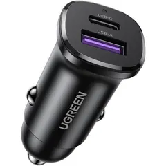 მანქანის დამტენი UGREEN 25845, 30W, USB, Type-C, USB-C, Black  - Primestore.ge
