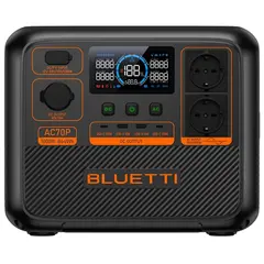 ელექტრო სადგური Bluetti AC70P, 864Wh, USB-C, USB-A, Power Station, Black  - Primestore.ge