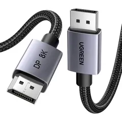 ვიდეო კაბელი UGREEN DP120 (25906), 8K DP to DP, 3m, Grey/Black  - Primestore.ge