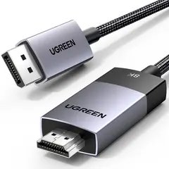 ვიდეო კაბელი UGREEN DP115 (80397), 8K, DisplayPort to HDMI, 2m, Grey  - Primestore.ge