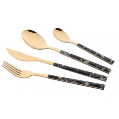 დანა ჩანგლის ნაკრები Ardesto AR1916MBS Gemini Marmo, 16pcs, Cutlery Set, Golden/Black  - Primestore.ge