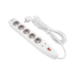 დენის გამანაწილებელი 2Е 2E-SP515M3WH, 5 Socket, 3m, Power Strip With Surge Protector, White  - Primestore.ge