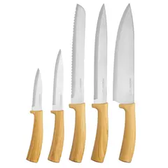 დანების ნაკრები Ardesto AR2105WD Midori, 5pcs, Knifes Set, Silver/Wood  - Primestore.ge