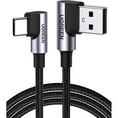 USB კაბელი UGREEN US176 (20855), 18W, USB-A to Type-C 90 Degree, 0.5m, Space Gray  - Primestore.ge