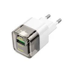 ადაპტერი Hoco C131A Platinum dual-port PD30W+QC3.0 charger transparent black  - Primestore.ge