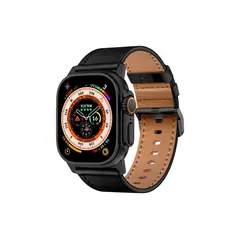 სმარტ საათის სამაჯური TVC Apple Watch 10 46mm / Ultra 2 / Ultra 49mm / 9 8 7 45mm / SE (2023) SE (2022) SE 6 5 4 44mm / 3 2 1 42mm Genuine Cow Leather Band - Black  - Primestore.ge