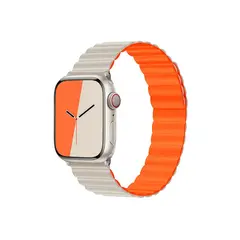 სმარტ საათის სამაჯური TVC KALEBOL Magnetic Watch Band for Apple Watch Series 10 9 8 7 SE 6 5 4 3 2 1 42mm 41mm 40mm 38mm Silicone Adjustable Strap - Starlight Orange  - Primestore.ge