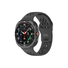 სმარტ საათის სამაჯური TVC Samsung Galaxy Watch Ultra 47mm Fluororubber Watch Band Multiple Holes Breathable Strap - Black  - Primestore.ge