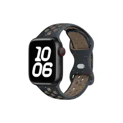 სმარტ საათის სამაჯური TVC KALEBOL Color Dots Silicone Strap for Apple Watch Series 10 9 8 7 SE 6 5 4 3 2 1 42mm 41mm 40mm 38mm Butterfly Buckle Band - Black  - Primestore.ge