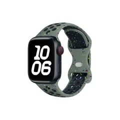სმარტ საათის სამაჯური TVC KALEBOL Color Dots Silicone Strap for Apple Watch Series 10 9 8 7 SE 6 5 4 3 2 1 42mm 41mm 40mm 38mm Butterfly Buckle Band - Army Green  - Primestore.ge
