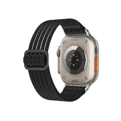 სმარტ საათის სამაჯური TVC Breathable Nylon Strap for Apple Watch 10 46mm / Ultra 2 / Ultra 49mm / 9 8 7 45mm / SE (2023) SE (2022) SE 6 5 4 44mm / 3 2 1 42mm Wrist Band - Black  - Primestore.ge