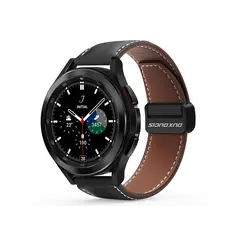 სმარტ საათის სამაჯური DUX DUCIS YA Series 43mm Genuine Cow Leather Strap 20mm Watch Band - Black  - Primestore.ge