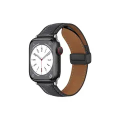 სმარტ საათის სამაჯური TVC Apple Watch 10 46mm / Ultra 2 / Ultra 49mm / 9 8 7 45mm / SE (2023) SE (2022) SE 6 5 4 44mm / 3 2 1 42mm Litchi Texture Leather Strap - Grey  - Primestore.ge
