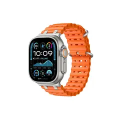 სმარტ საათის სამაჯური TVC Ocean Watch Strap for Apple Watch Series 10 Ultra 9 8 7 SE 6 5 4 3 2 1 46mm 49mm 45mm 44mm 42mm Silicone Band - Orange+Silver Buckle  - Primestore.ge