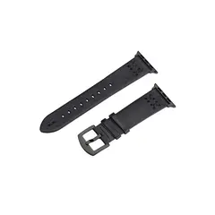 სმარტ საათის სამაჯური TVC Watch Strap for Apple Watch Series 10 9 8 7 SE 6 5 4 3 2 1 42mm 41mm 40mm 38mm Hand Stitched Lines Genuine Cow Leather Band - Black  - Primestore.ge