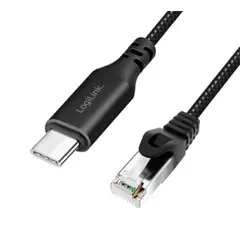 კაბელი Logilink CU0412 USB-C 3.2 to RJ45 (CAT6) Ethernet Cable Adapter 2m  - Primestore.ge