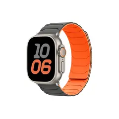 სმარტ საათის სამაჯური TVC Silicone Strap for Apple Watch Series 10 Ultra 9 8 7 SE 6 5 4 3 2 1 46mm 49mm 45mm 44mm 42mm Magnetic Band - Grey+Orange  - Primestore.ge