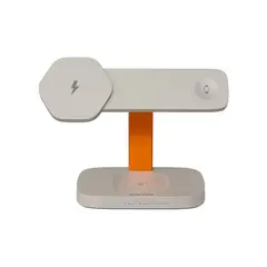 პორტატული დამტენი CANYON wireless charger HEXAGON WCS-310 3in1 LightGrey/Orange  - Primestore.ge
