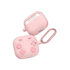 ყურსასმენის ქეისი TVC AirPods 4 Case Game Console Shape Earphones Silicone Shell with Carabiner - Pink  - Primestore.ge